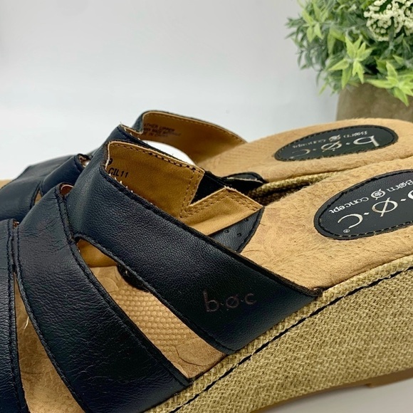 BOC (Born of Concept) Black Cork Wedge Platform‎ Sandal, Sz 8 - Picture 8 of 10